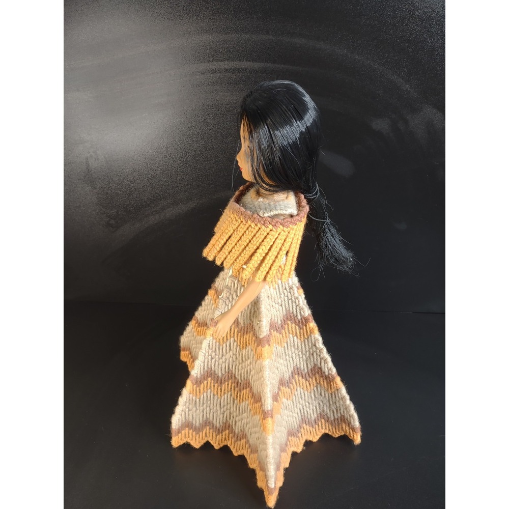 Vintage Native American Doll with Handmade Crochet Dress - Picture 2 of 6